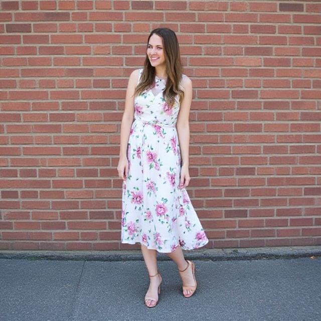 Floral Midi Dress + Heeled Sandals