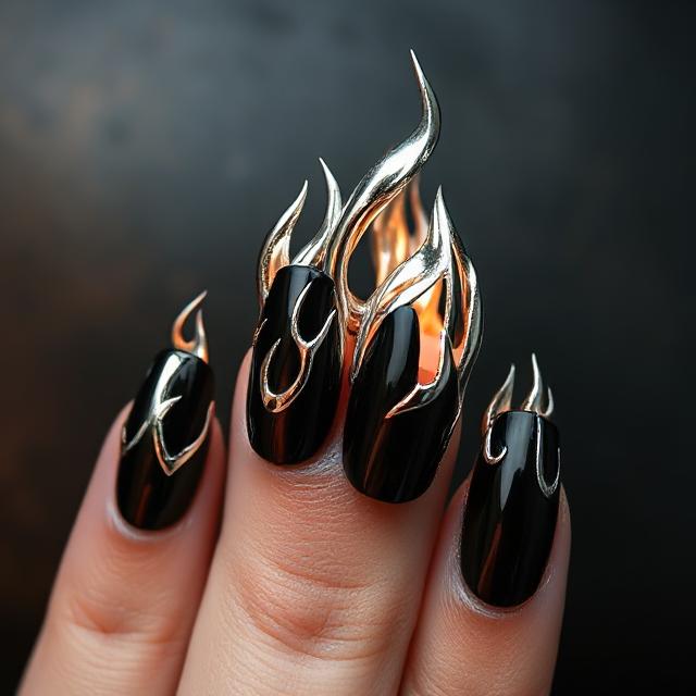 3D Metallic Chrome Flames