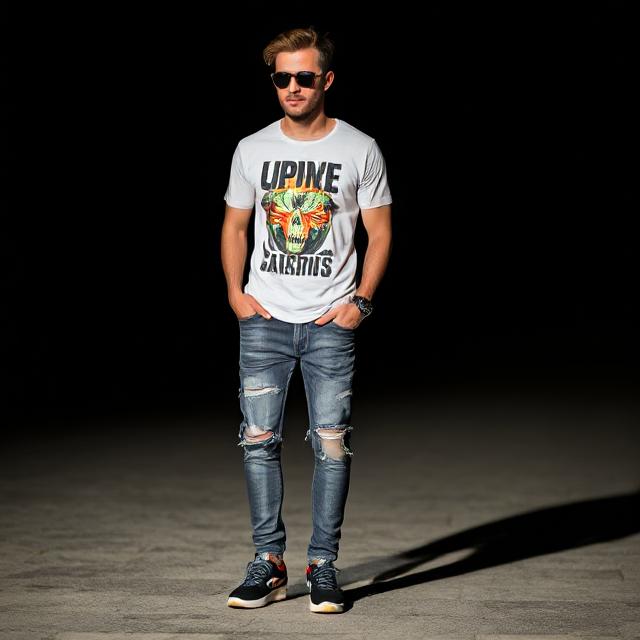 4. Graphic Tee + Ripped Jeans + Statement Sneaker