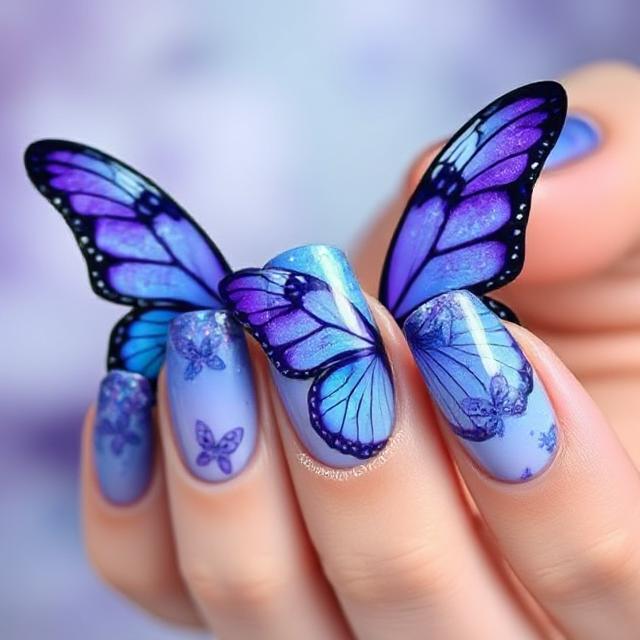 Butterfly-Inspired Blooming Nails