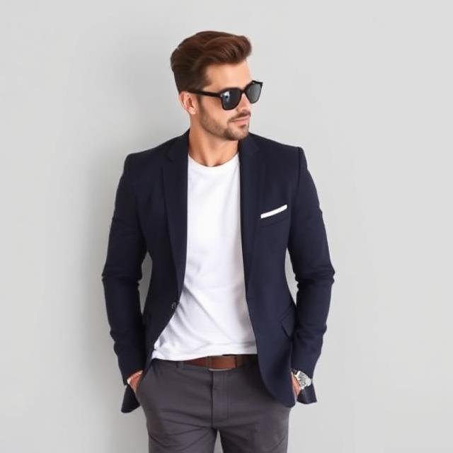 Casual Blazer + White Tee + Slim Chinos