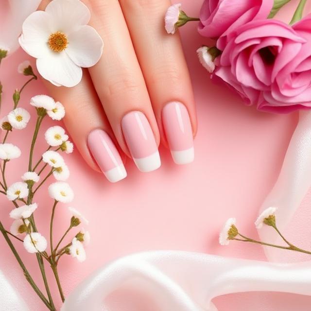 Classic Soft Pink French on Oval Nails