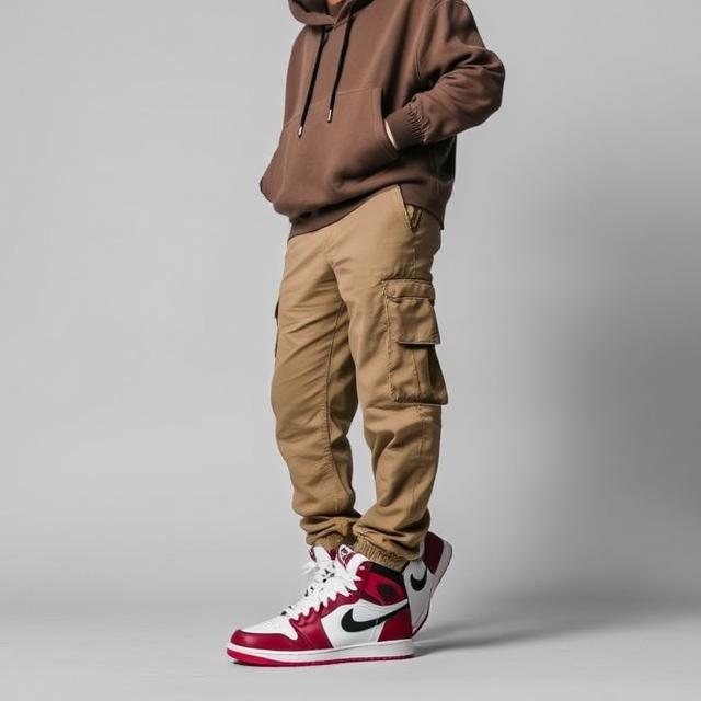 Classic Streetwear Fit: Hoodie + Cargo Pants + Jordans