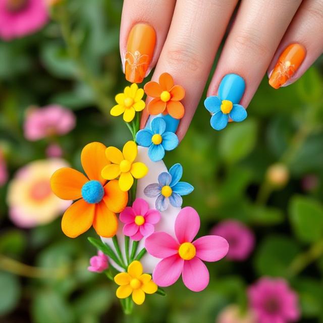 Colorful Spring Garden Nails