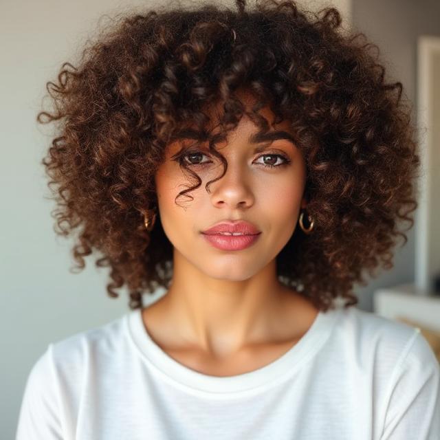 Curly hair styled with leave-in conditioner and clips