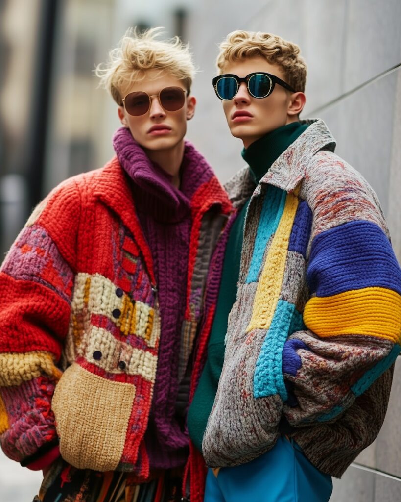 Fashionable Duo in concert outfits with Vibrant Jackets