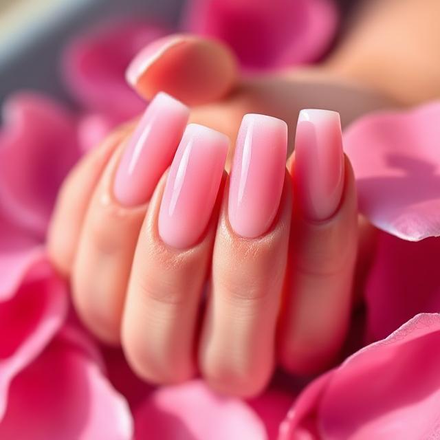 Glossy Pink Fade Ombré Tips