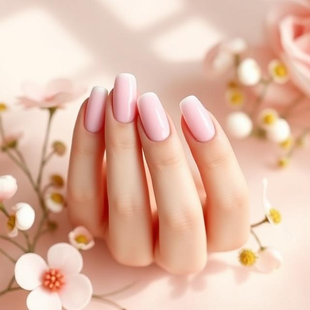 Gradient Pink and White Blended Tips