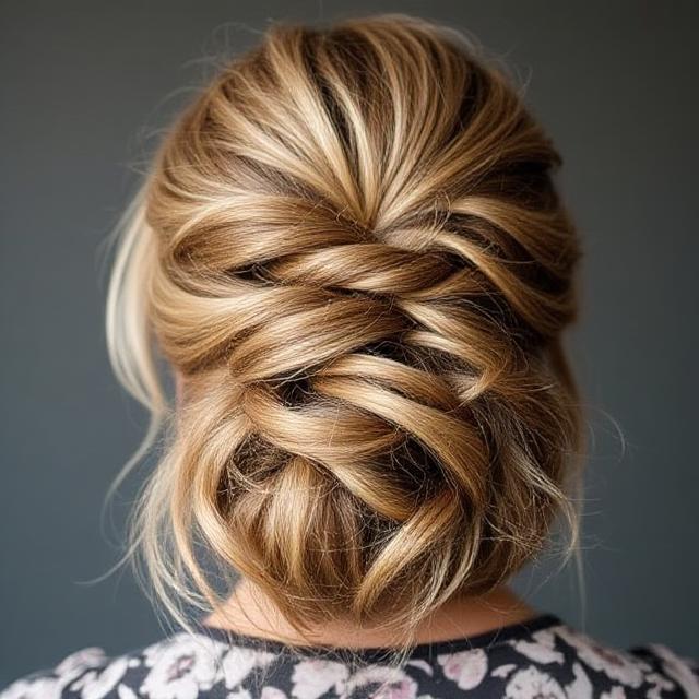 Half-up bun with loose wet waves