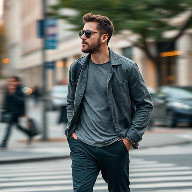 Mid-walk outfit photo with subtle motion blur for street style vibe