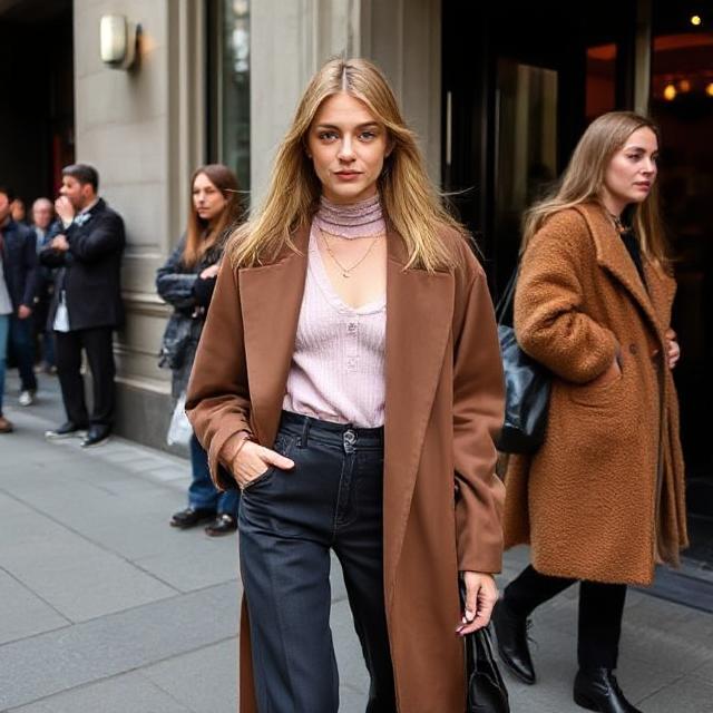 Model off-duty looks outside a NYFW venue