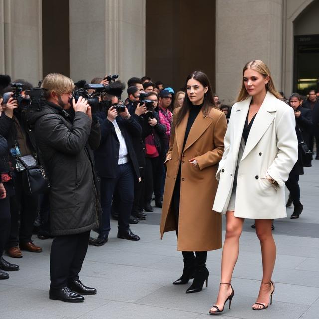 NYFW entrance with photographers snapping outfit shots