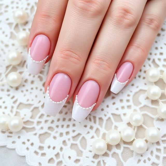 Pearl Detail with Soft Pink Tips
