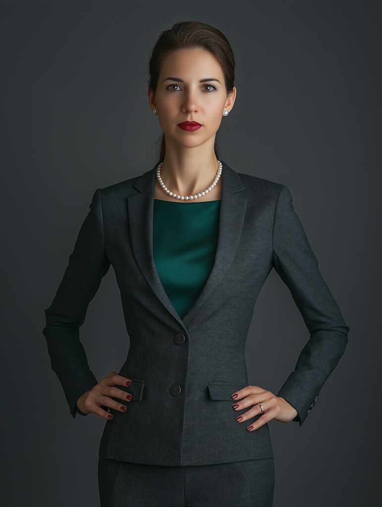 Business Casual Outfits Professional Woman in Gray Suit