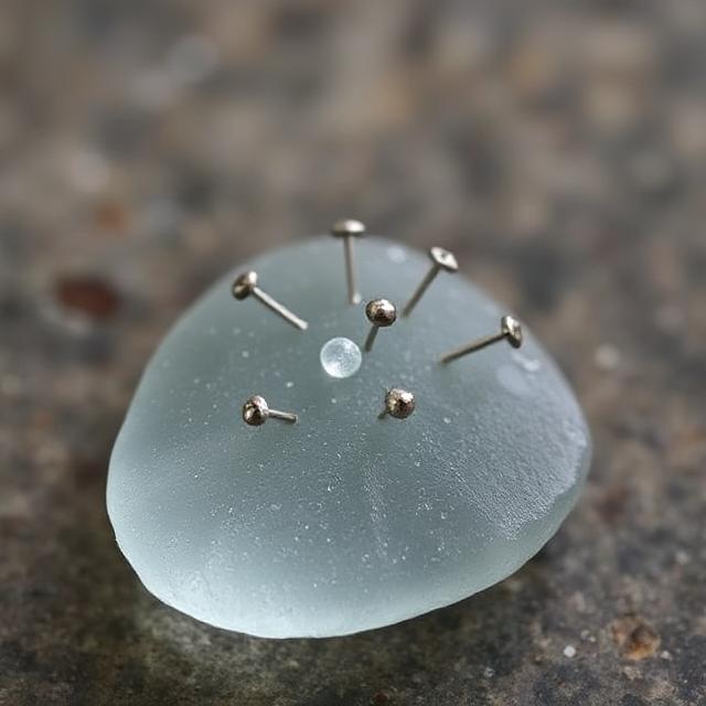 Sea glass nails placed over a real piece of sea glass