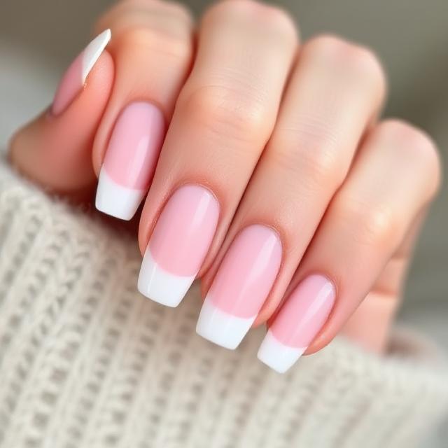 Short Nails with Micro Pink Tips