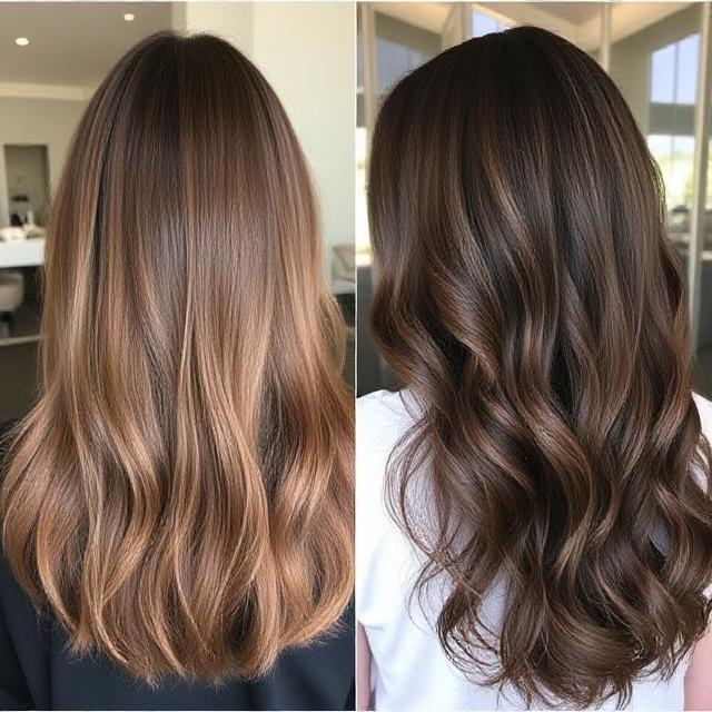 Side-by-side: natural vs. “expensive” brunette tone