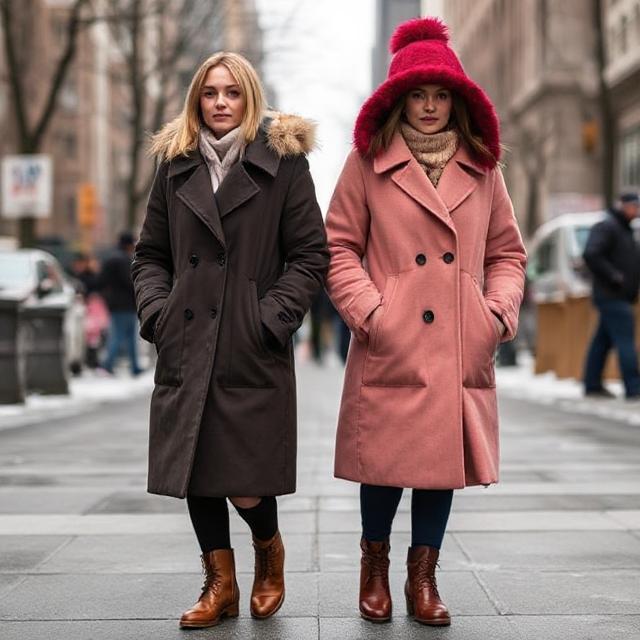 Side-by-side winter coats in various NYC-approved colors
