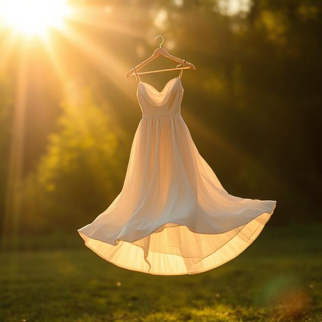 Spin shot with dress mid-air and sunlight glowing behind you