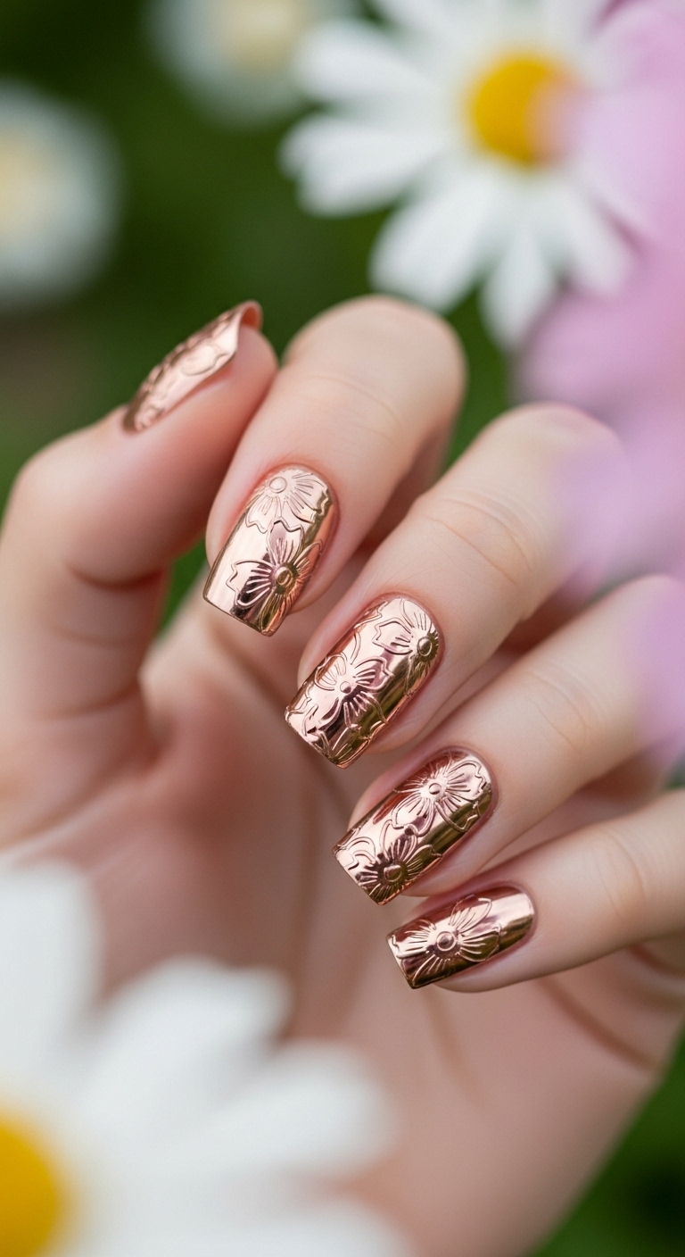 Rose Gold Chrome Nails